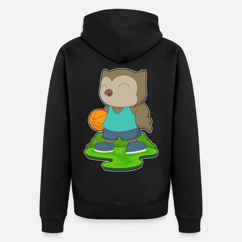 hibou basketteur basketteur basket-ball - Veste à capuche bio Premium Unisexe - noir