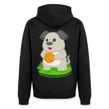 Hund Basketballspieler Basketball - Unisex Premium Bio Zip Hoodie - Schwarz - Hinten - Nico (187cm)