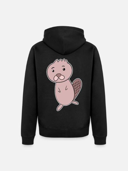 Beaver Animal - Unisex Premium Organic Zip Hoodie - black