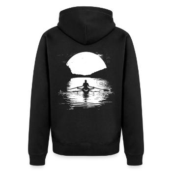 Rowing Graphics - Unisex Premium Organic Zip Hoodie - black - Back - Nico (187cm)