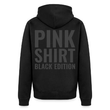 Pink Shirt Black Edition - Unisex Premium Bio Zip Hoodie - Schwarz - Hinten - Nico (187cm)