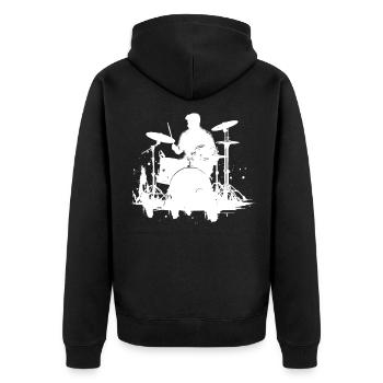 Drummer Sketch - Unisex Premium Organic Zip Hoodie - black - Back - Nico (187cm)