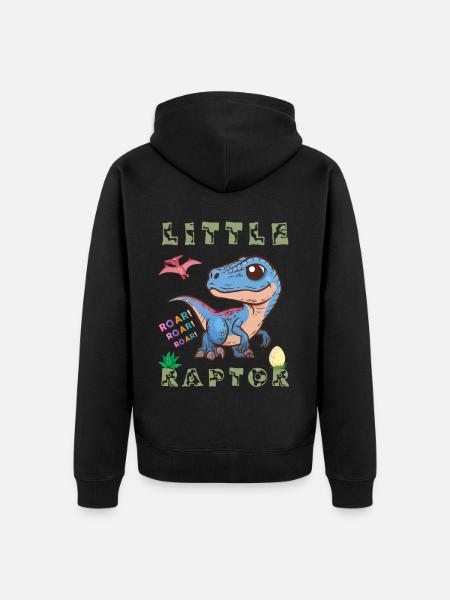 prehistoric dinosaur carnivorous raptor cretaceous - Unisex Premium Organic Zip Hoodie - black