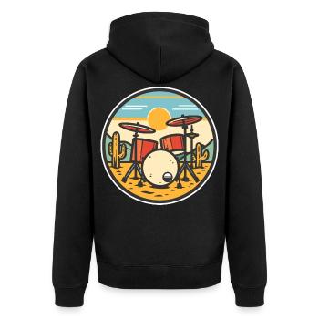 Trapset Comic Look - Unisex Premium Bio Zip Hoodie - Schwarz - Hinten - Nico (187cm)