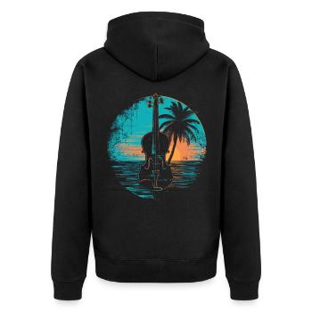 Violine Sonnenuntergang - Unisex Premium Bio Zip Hoodie - Schwarz - Hinten - Nico (187cm)
