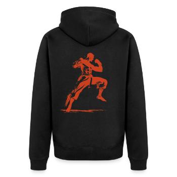 Oldschool Kickboxer - Unisex Premium Organic Zip Hoodie - black - Back - Nico (187cm)
