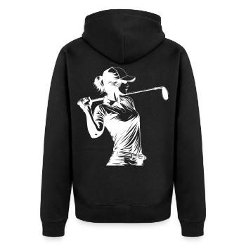 Golfer Sketch - Unisex Premium Organic Zip Hoodie - black - Back - Nico (187cm)
