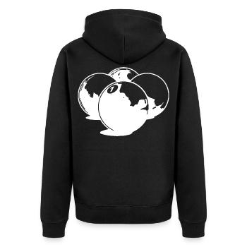 Billardkugeln Zeichnung - Unisex Premium Bio Zip Hoodie - Schwarz - Hinten - Nico (187cm)