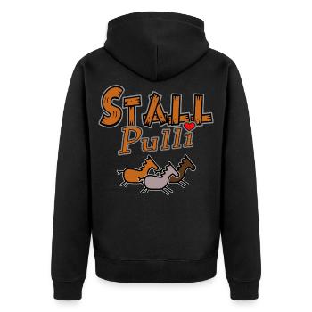 Stall Pulli - Unisex Premium Bio Zip Hoodie - Schwarz - Hinten - Nico (187cm)