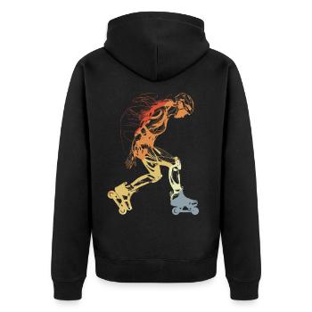 Vintage Roller Skate Girl - Unisex Premium Organic Zip Hoodie - black - Back - Nico (187cm)