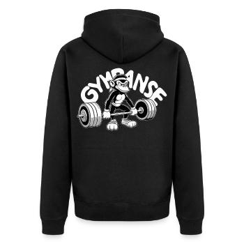 Gympanse Schimpanse witzig Gym Kraftsport Geschenk - Unisex Premium Bio Zip Hoodie - Schwarz - Hinten - Nico (187cm)