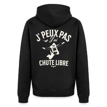 Humour Liberté Parachutiste Illustration - Veste à capuche bio Premium Unisexe - noir - Dos - Nico (187cm)