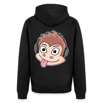 Affe Kopf Tier Kopfhörer Musik - Unisex Premium Bio Zip Hoodie - Schwarz - Hinten - Nico (187cm)