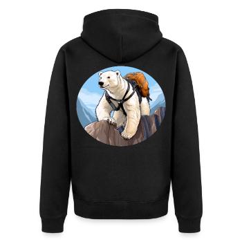 Polar Bear Hiking / Mountaineer Polar Bear - Unisex Premium Organic Zip Hoodie - black - Back - Nico (187cm)