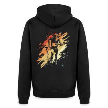 Marathon runner graphic in vintage look - Unisex Premium Organic Zip Hoodie - black - Back - Nico (187cm)