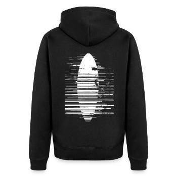 Surfbrett Skizze - Unisex Premium Bio Zip Hoodie - Schwarz - Hinten - Nico (187cm)