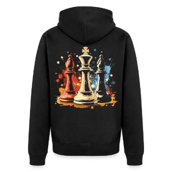 Chess Bishop and King Graffiti - Unisex Premium Organic Zip Hoodie - black - Back - Nico (187cm)