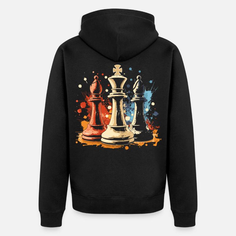Schach Läufer und König Graffiti - Unisex Premium Bio Zip Hoodie - Schwarz