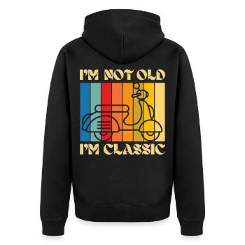 I'm Not Old, I'm Classic – Retro Scooter - Unisex Premium Organic Zip Hoodie - black - Back - Nico (187cm)