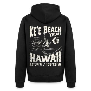 Plage de Hawaii Surf Pêche T-shirt - Veste à capuche bio Premium Unisexe - noir - Dos - Nico (187cm)