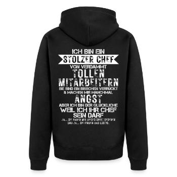 A proud of damn great employees - Unisex Premium Organic Zip Hoodie - black - Back - Nico (187cm)