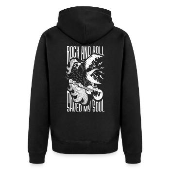 Rock and Roll Saved My Soul – Motif de guitare sauvage - Veste à capuche bio Premium Unisexe - noir - Dos - Nico (187cm)