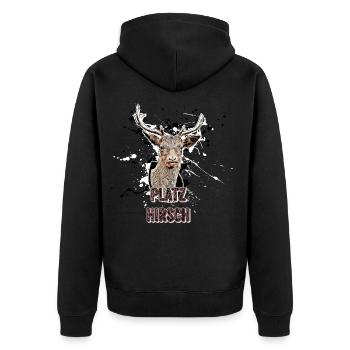 Platzhirsch - Unisex Premium Organic Zip Hoodie - black - Back - Nico (187cm)
