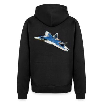 Su-57 - Unisex Premium Organic Zip Hoodie - black - Back - Nico (187cm)