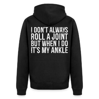 Ich drehe nicht immer einen Joint, aber wenn ich es tue, ist es - Unisex Premium Bio Zip Hoodie - Schwarz - Hinten - Nico (187cm)