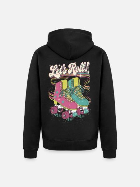 Let's Roll Buntes Retro-Rollschuh-Design - Unisex Premium Bio Zip Hoodie - Schwarz