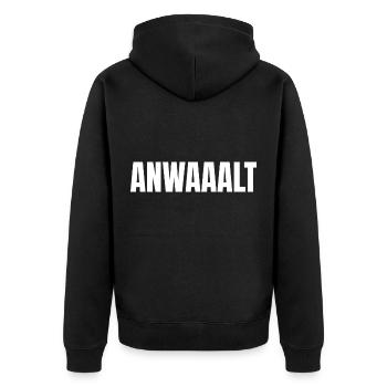 Anwalt Richter Jurist Lustige Sprüche - Unisex Premium Bio Zip Hoodie - Schwarz - Hinten - Nico (187cm)