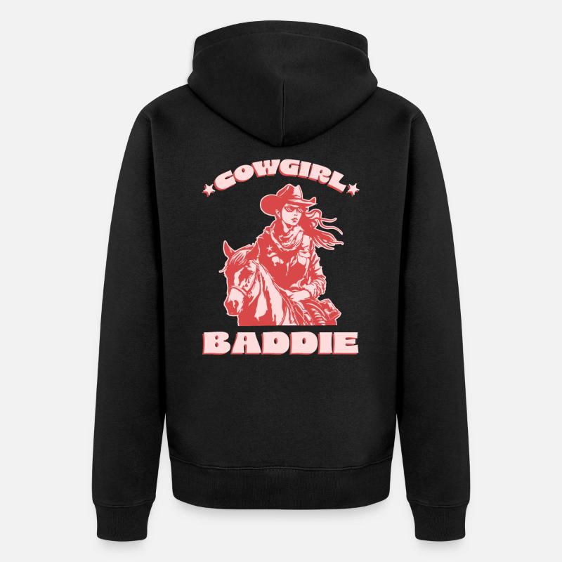 Méchant de l’Ouest à cheval - Veste à capuche bio Premium Unisexe - noir