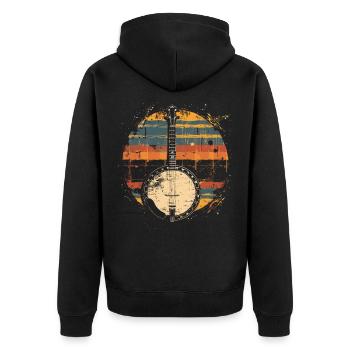 Banjo Synthwave - Veste à capuche bio Premium Unisexe - noir - Dos - Nico (187cm)