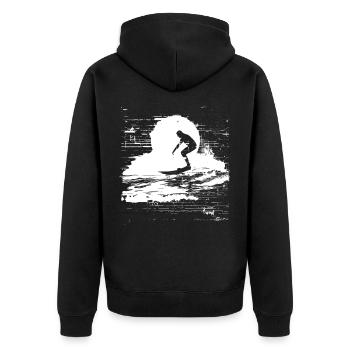 Surfing Sketch - Unisex Premium Organic Zip Hoodie - black - Back - Nico (187cm)