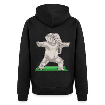 Gymnastique de fitness avec yoga éléphant - Veste à capuche bio Premium Unisexe - noir - Dos - Nico (187cm)