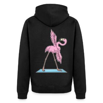 Flamingo Yoga Fitness Gymnastik - Unisex Premium Bio Zip Hoodie - Schwarz - Hinten - Nico (187cm)