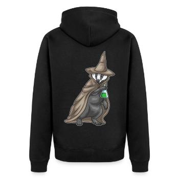 Dachs Hexe Zaubertrank - Unisex Premium Bio Zip Hoodie - Schwarz - Hinten - Nico (187cm)