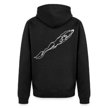 Schwimmer Frau Zeichnung - Unisex Premium Bio Zip Hoodie - Schwarz - Hinten - Nico (187cm)