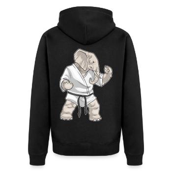 Elefant Karate Kampfsport - Unisex Premium Bio Zip Hoodie - Schwarz - Hinten - Nico (187cm)