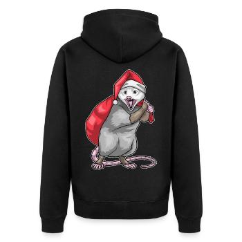 Beutelratte Weihnachten Weihnachtssack - Unisex Premium Bio Zip Hoodie - Schwarz - Hinten - Nico (187cm)