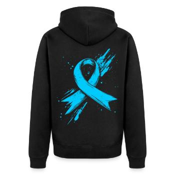 Arc de sensibilisation au cancer de la prostate bleu clair - Veste à capuche bio Premium Unisexe - noir - Dos - Nico (187cm)