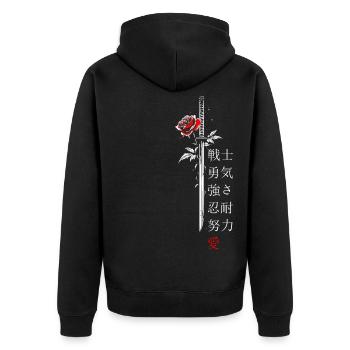 Sword Rose Japan Characters Gift - Unisex Premium Organic Zip Hoodie - black - Back - Nico (187cm)