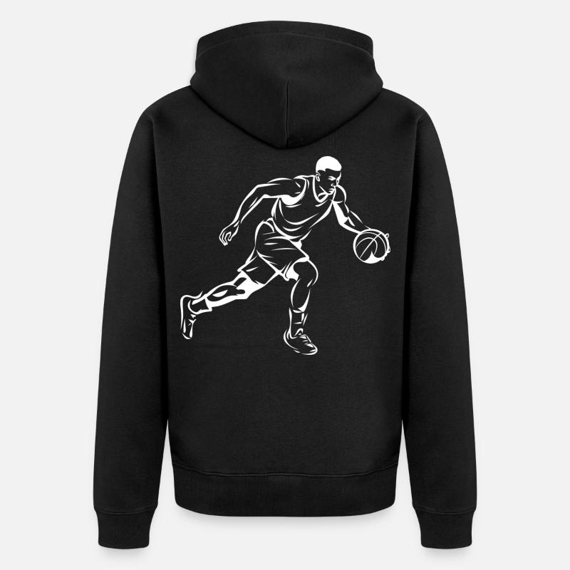 Basket-ball garçon graphique - Veste à capuche bio Premium Unisexe - noir