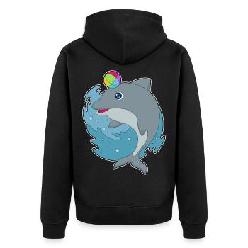 Dolphin Swimming Water Polo Summer - Unisex Premium Organic Zip Hoodie - black - Back - Nico (187cm)