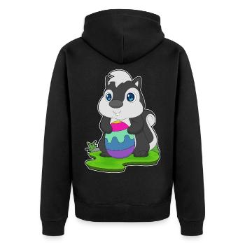 Stinktier Ostern Osterei - Unisex Premium Bio Zip Hoodie - Schwarz - Hinten - Nico (187cm)