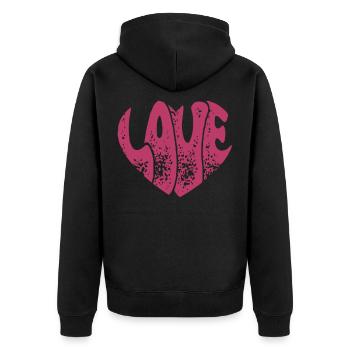 Groovy Love Heart Retro Love Valentine's Day Gift - Unisex Premium Organic Zip Hoodie - black - Back - Nico (187cm)
