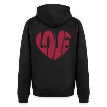 Groovy Love Heart Love Retro Valentine's Day Gift - Unisex Premium Organic Zip Hoodie - black - Back - Nico (187cm)