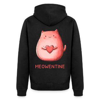 Meowentine Heart Cat Love Cadeau de la Saint-Valentin - Veste à capuche bio Premium Unisexe - noir - Dos - Nico (187cm)