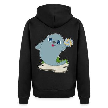 Seehund Volleyballspieler Volleyball - Unisex Premium Bio Zip Hoodie - Schwarz - Hinten - Nico (187cm)