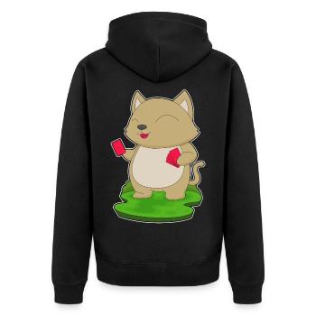 Cat Poker Poker Cards - Unisex Premium Organic Zip Hoodie - black - Back - Nico (187cm)